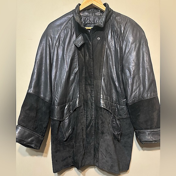 SELECTIONS MONO-POL Vintage 80’s Leather Suede Mixed Fabric jacket - Picture 1 of 8